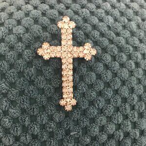 Vintage Cross Lapel Pin with Rhinestones
